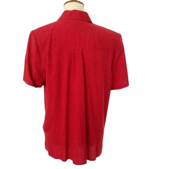 Anna and Frank Vintage Short Sleeve Red Silk Blouse Size M NWT - Picture 3 of 5